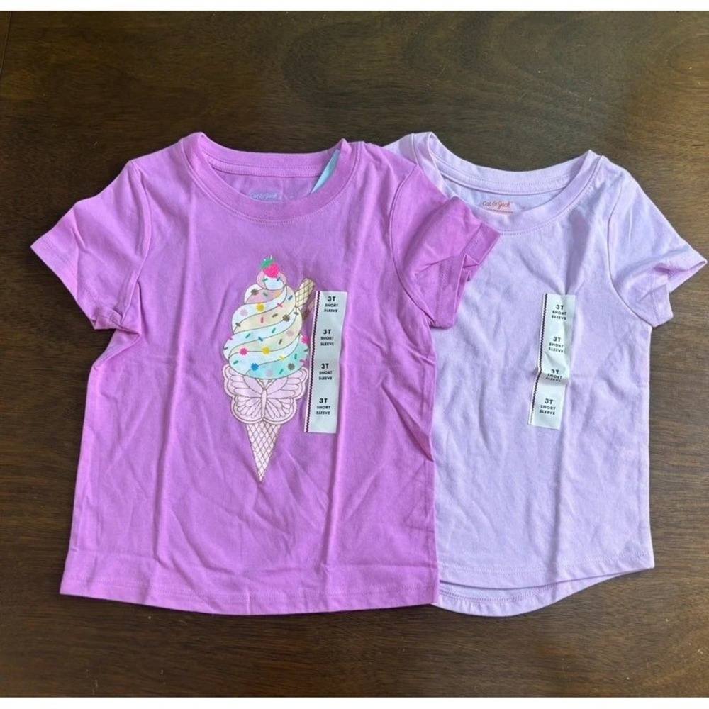 Cat & Jack Girls 3T Tshirts Bundle of 2pcs NWT Toddler Graphic Tees